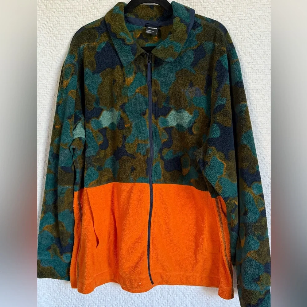The North Face Pali Pile Fleece Jacket XL Camo Orange Colorblock Full Zip